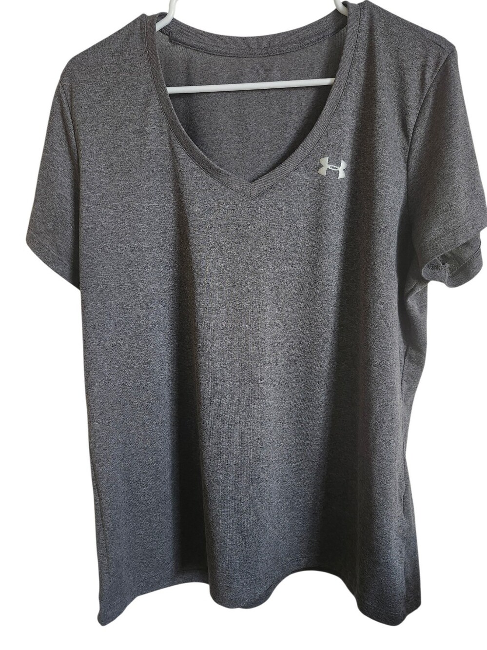 Under Armour Womens Gray Tech V-Neck Short Sleeve Shirt Size XL